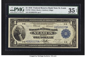 image for: Fr. 732 $1 1918 Federal Reserve Bank Note PMG Choice Very Fine 35 EPQ....