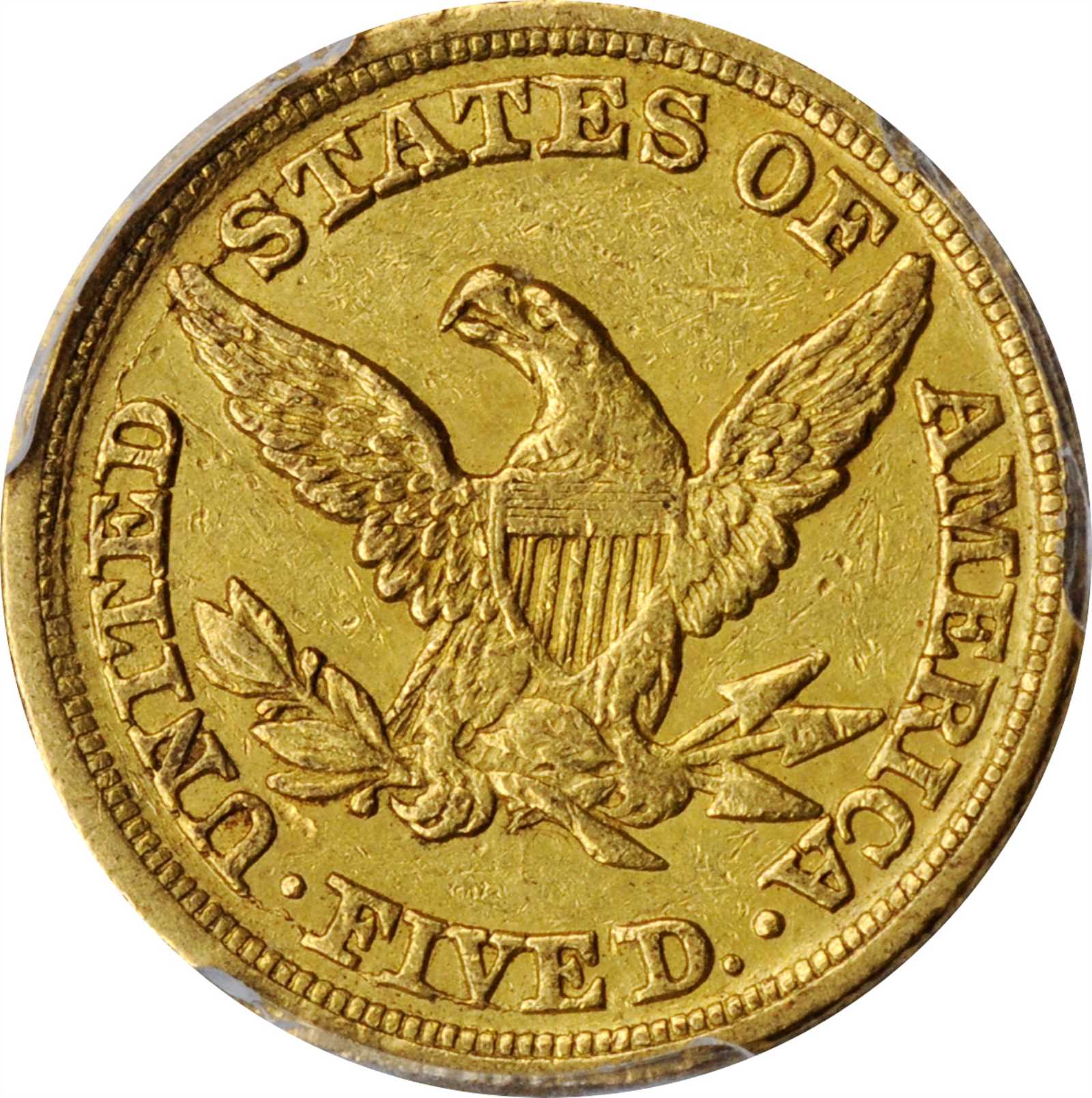 image for: 1850-D Liberty Head Half Eagle. Winter 23-O. Weak D. EF-45 (PCGS).