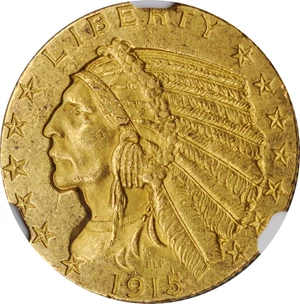 image for: 1915 Indian Half Eagle. JD-1, the only known dies. Rarity-5. Proof-61 (NGC).