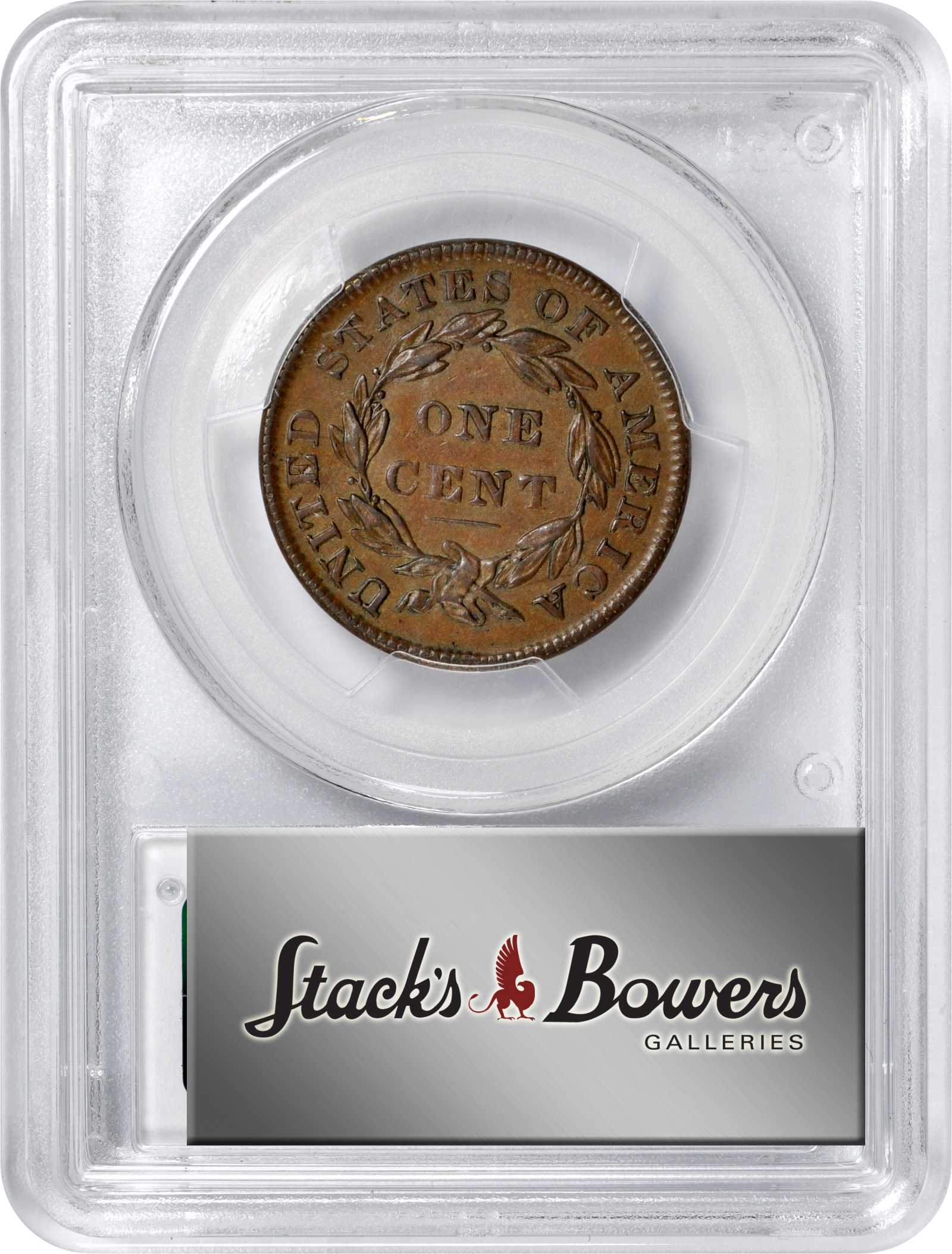 image for: 1835 Matron Head Cent. N-6. Rarity-1. Small 8 and Stars. AU-55 (PCGS). CAC.