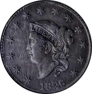 image for: 1826 Matron Head Cent. N-6. Rarity-2. EF-45 BN (NGC).