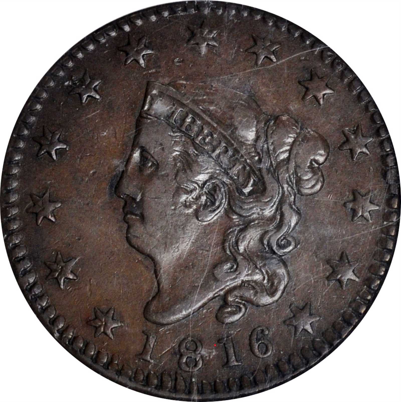 image for: 1816 Matron Head Cent. N-8. Rarity-3. VF-30 BN (NGC).