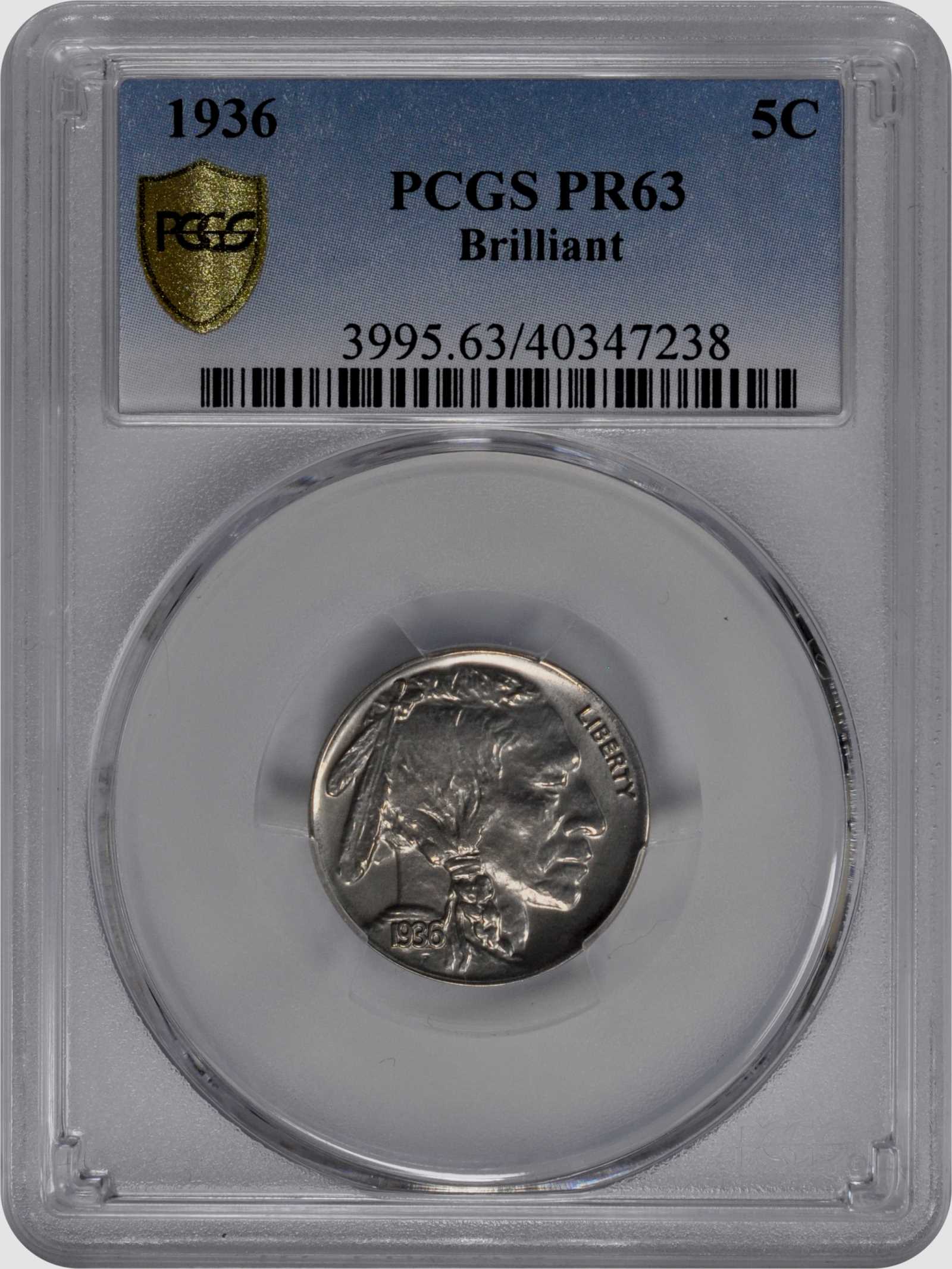 1936 5c Brilliant Finish PR60 CAC thumbnail 4