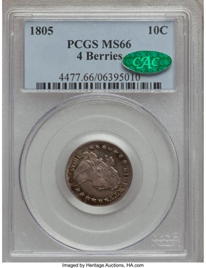 image for: 1805 10C 4 Berries MS66 PCGS. CAC. JR-2, R.2....