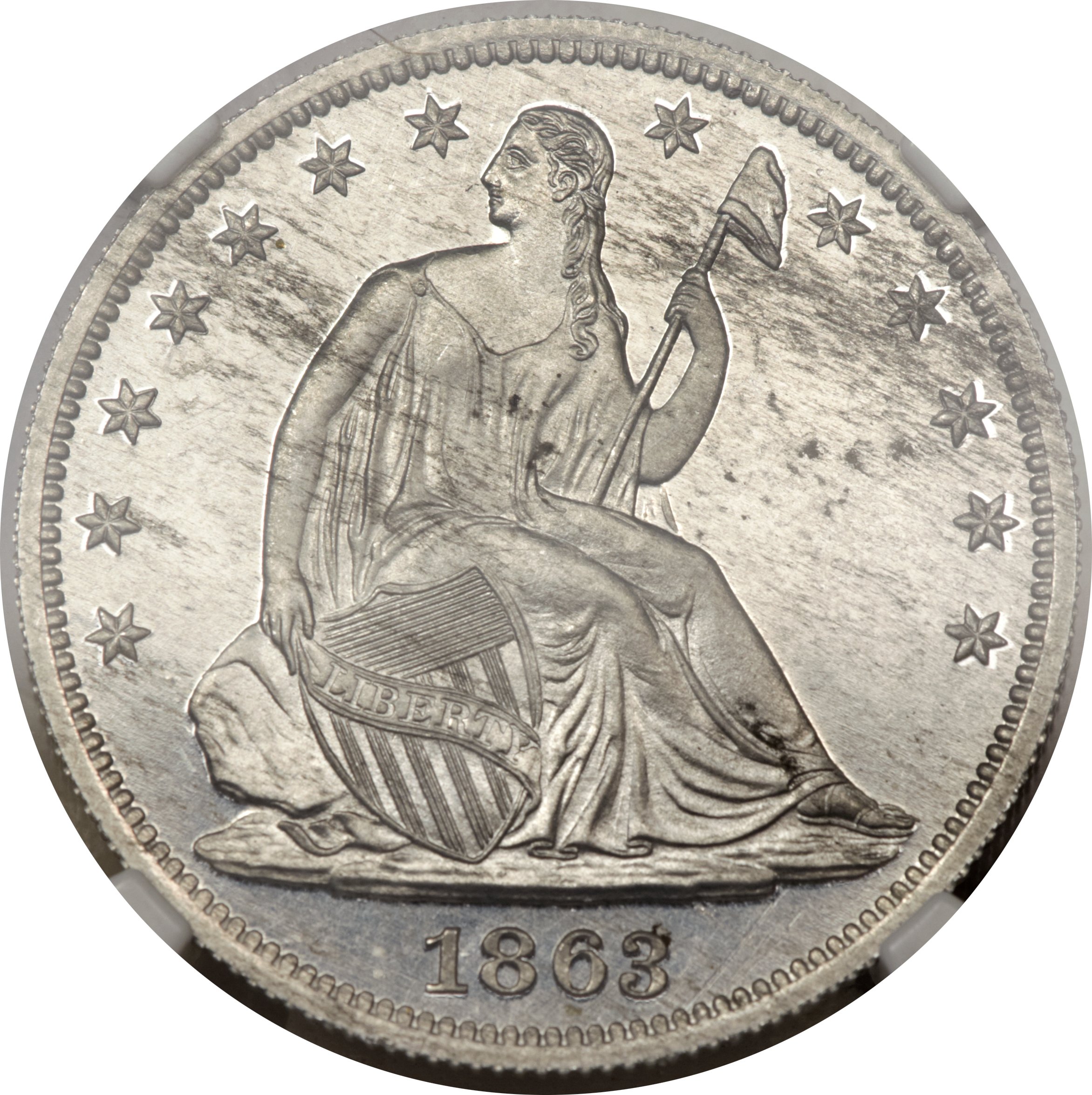 image for: 1863 50C Half Dollar, Judd-344, Pollock-416, High R.7, PR63 NGC....