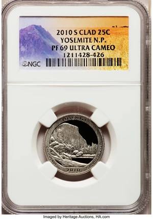 image for: 2010-S 25C Yosemite National Park Clad PR69 Ultra Cameo NGC. NGC Census: (0/0). PCGS Population (1023/247). (#418837)...