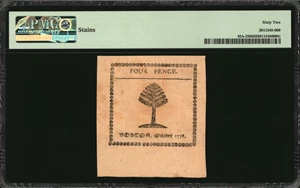 image for: MA-256. Massachusetts. October 16, 1778. 4 Pence. PMG Uncirculated 62.