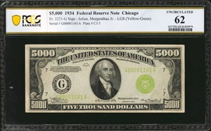 image for: Fr. 2221-G. 1934 $5000 Federal Reserve Note. Chicago. PCGS Banknote Uncirculated 62.