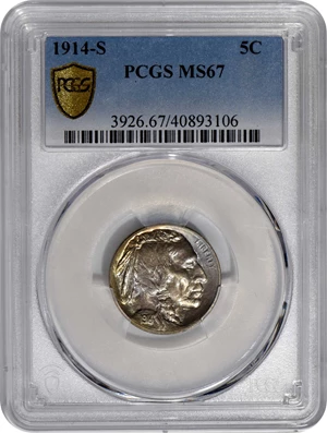 image for: 1914-S Buffalo Nickel. MS-67 (PCGS).