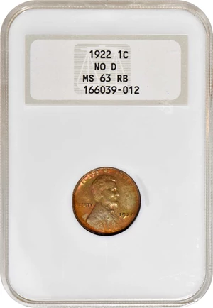 image for: 1922 No D Lincoln Cent. FS-401, Die Pair II. Strong Reverse. MS-63 RB (NGC). OH.