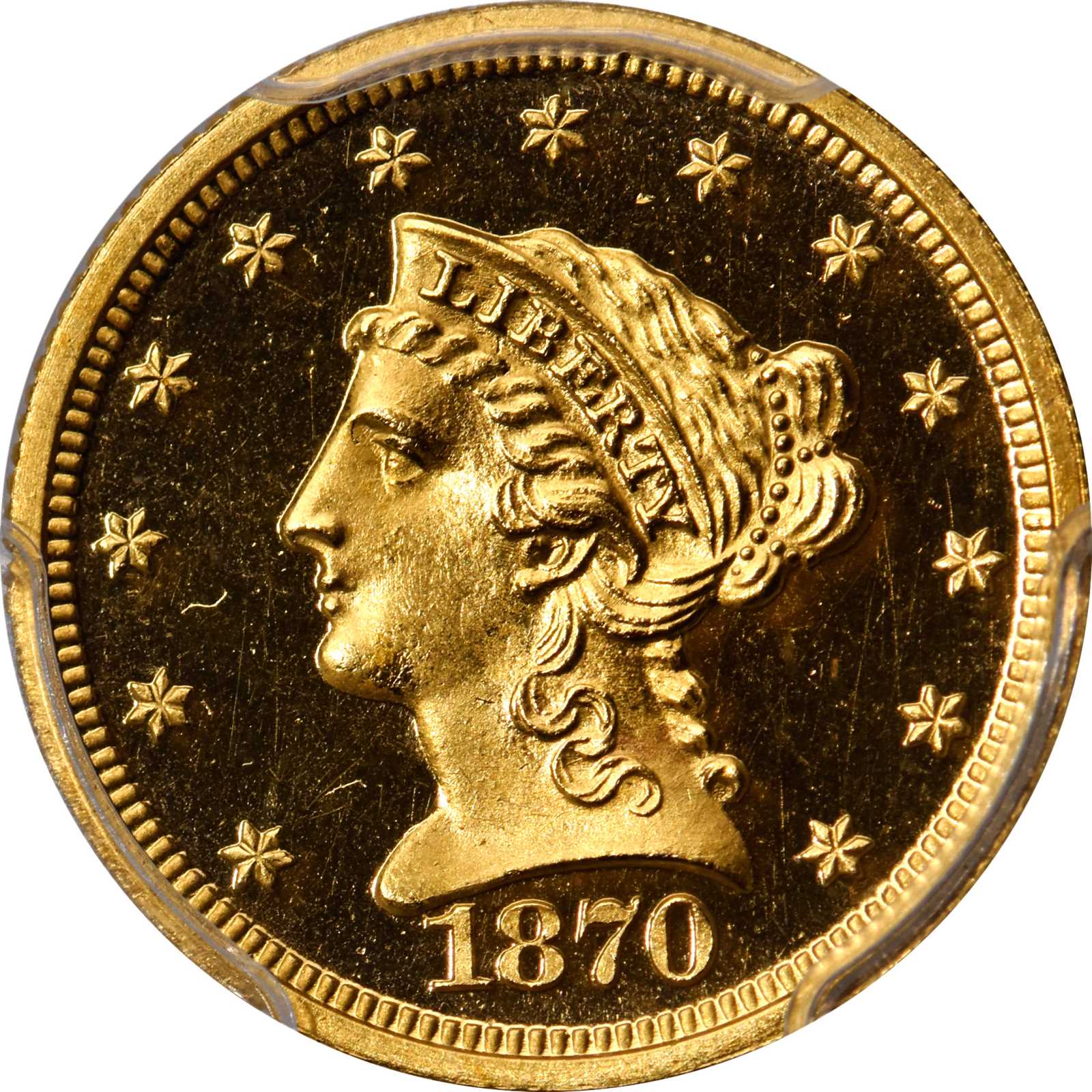 image for: 1870 Liberty Head Quarter Eagle. JD-1. Rarity-7- as a Proof. Proof-66 Deep Cameo (PCGS).