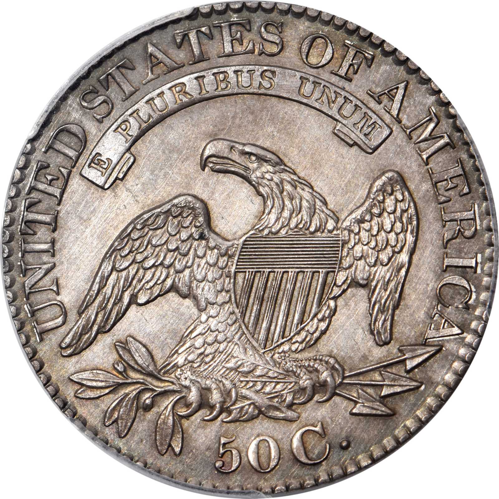 image for: 1827 Capped Bust Half Dollar. O-121. Rarity-7+ as a Proof. Square Base 2. Proof-63 (PCGS).