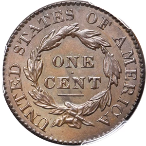 image for: 1827 Matron Head Cent. N-11. Rarity-1. MS-64 BN (PCGS).