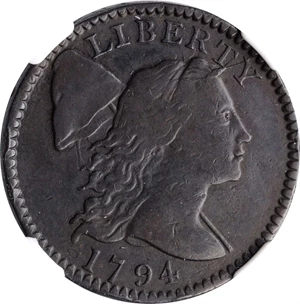 image for: 1794 Liberty Cap Cent. S-72. Rarity-2. Head of 1795. VF-30 BN (NGC).