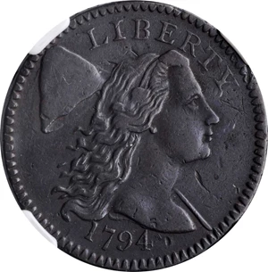 image for: 1794 Liberty Cap Cent. S-60. Rarity-3+. Head of 1794. EF-45 BN (NGC).