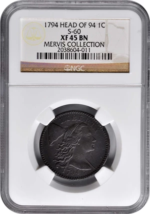 image for: 1794 Liberty Cap Cent. S-60. Rarity-3+. Head of 1794. EF-45 BN (NGC).