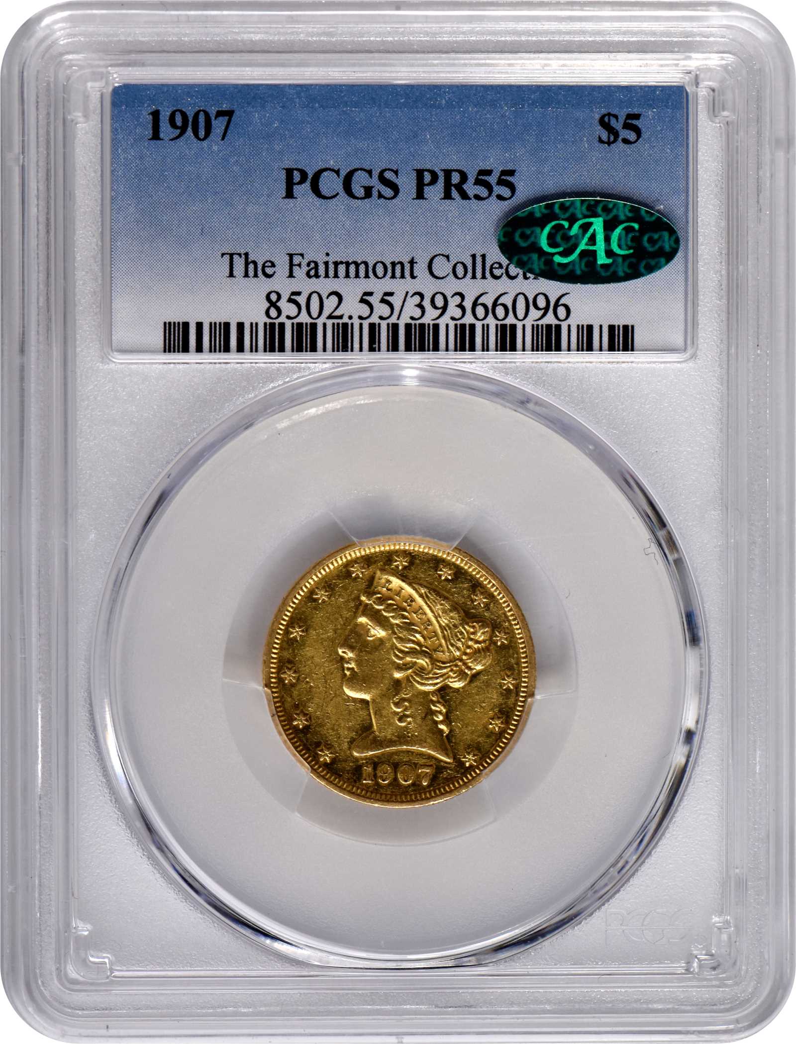 image for: 1907 Liberty Head Half Eagle. JD-1, the only known dies. Rarity-5-. Proof-55 (PCGS). CAC.