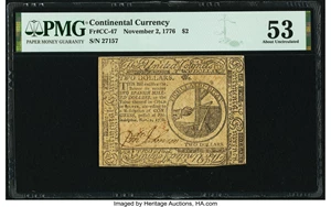 image for: Continental Currency November 2, 1776 $2 PMG About Uncirculated 53....