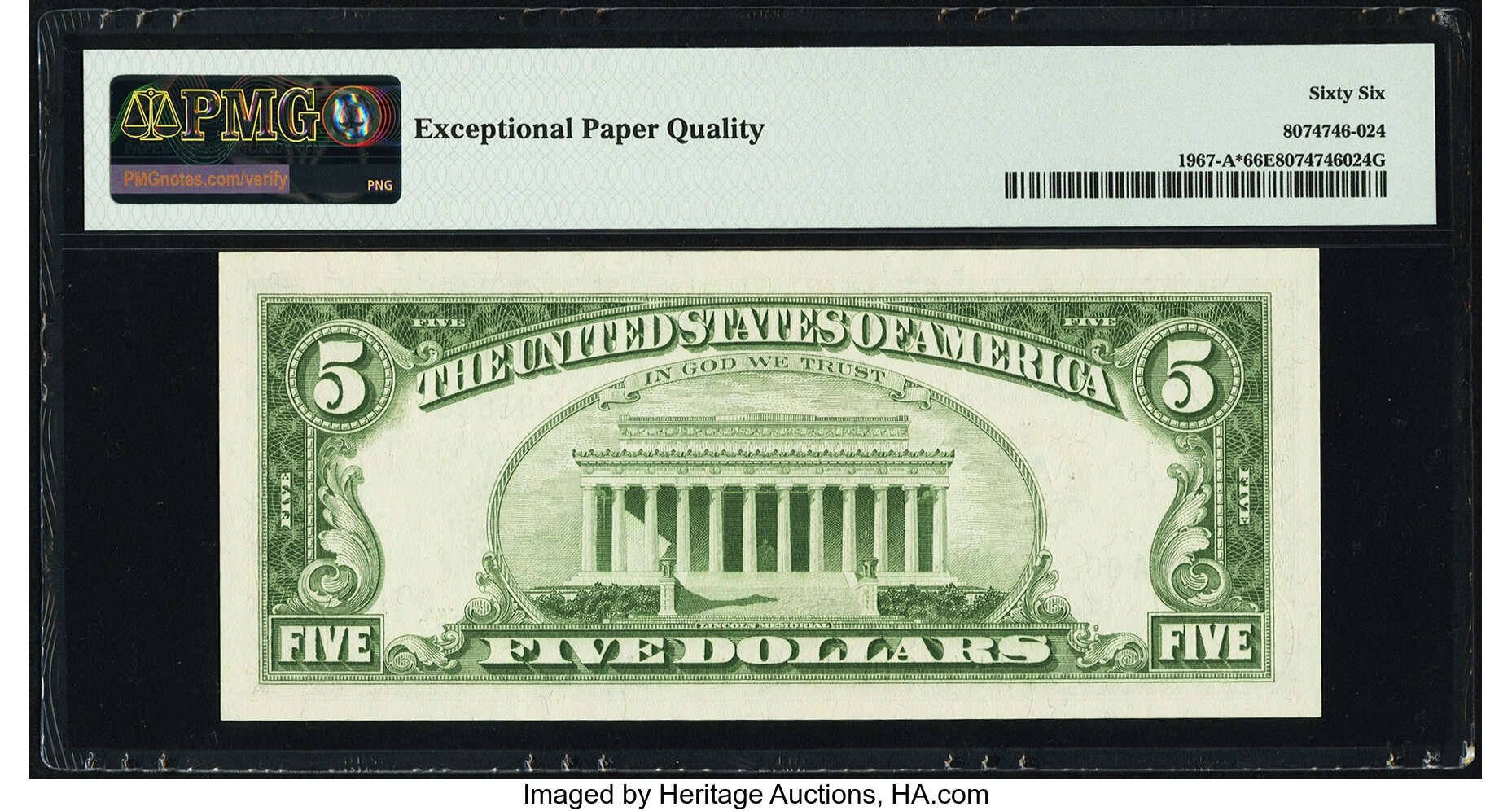 image for: Fr. 1967-A* $5 1963 Federal Reserve Star Note. PMG Gem Uncirculated 66 EPQ....