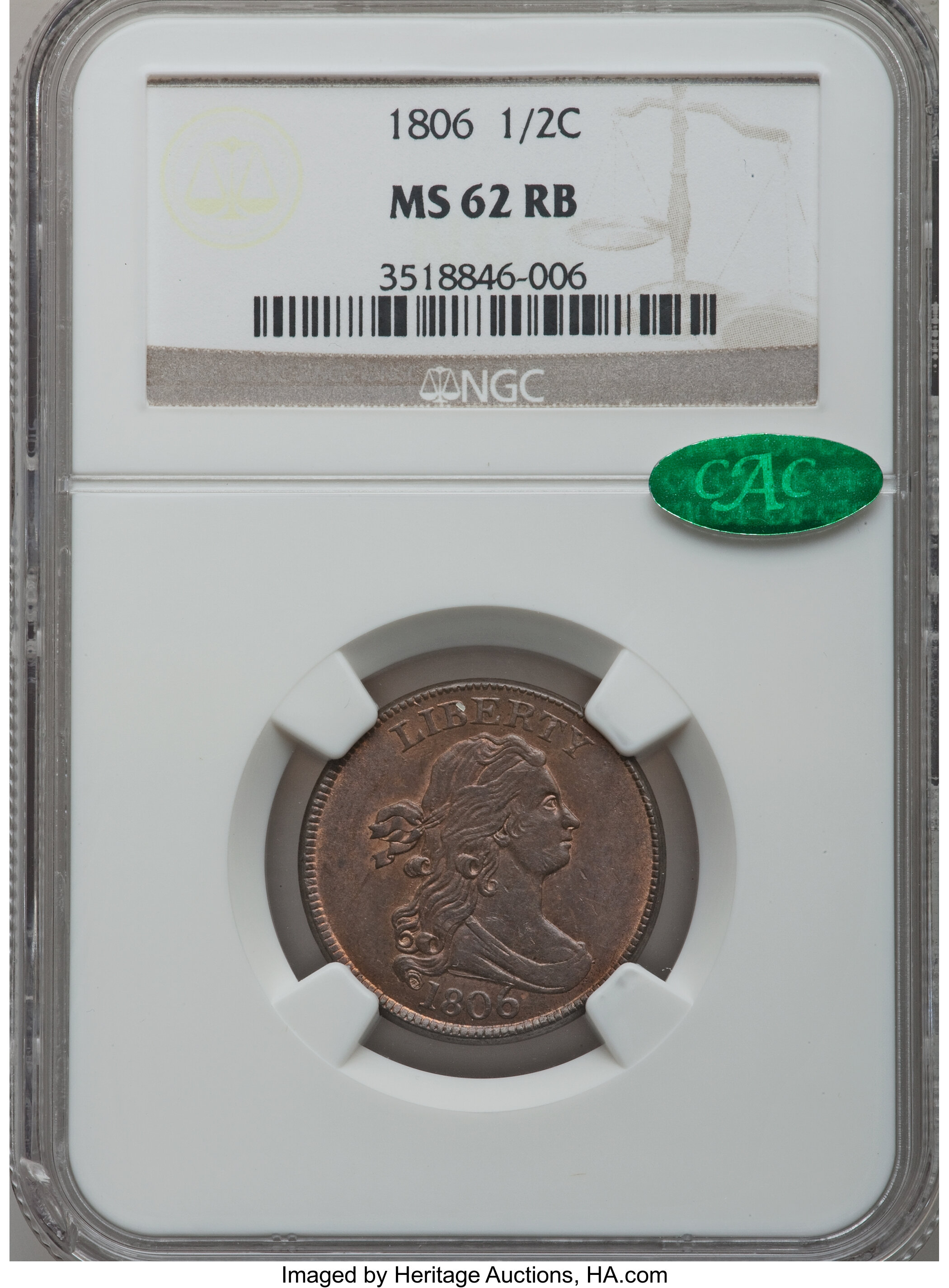 1806 1/2c Large 6, Stems MS RB MS61 RB thumbnail 18
