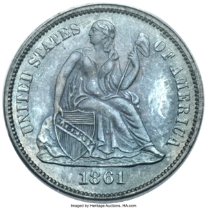 image for: 1861 10C PR66 PCGS....