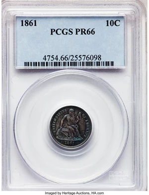 image for: 1861 10C PR66 PCGS....