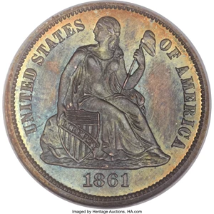 image for: 1861 10C PR66 NGC....