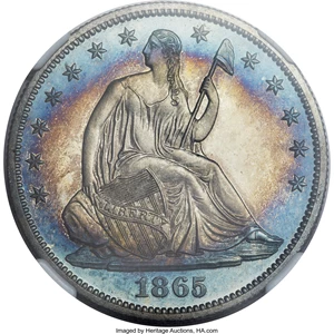 image for: 1865 50C PR67 Cameo NGC....