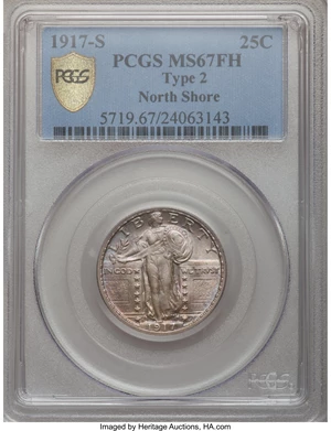 image for: 1917-S 25C Type Two MS67 Full Head PCGS Secure....