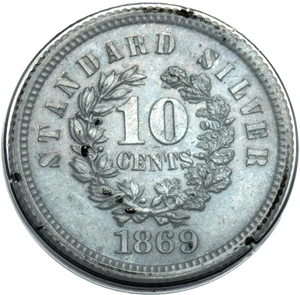 image for: 1869 10C Standard Silver Ten Cents, Judd-704, Pollock-783, Low R.7, PR64 Brown PCGS. CAC....