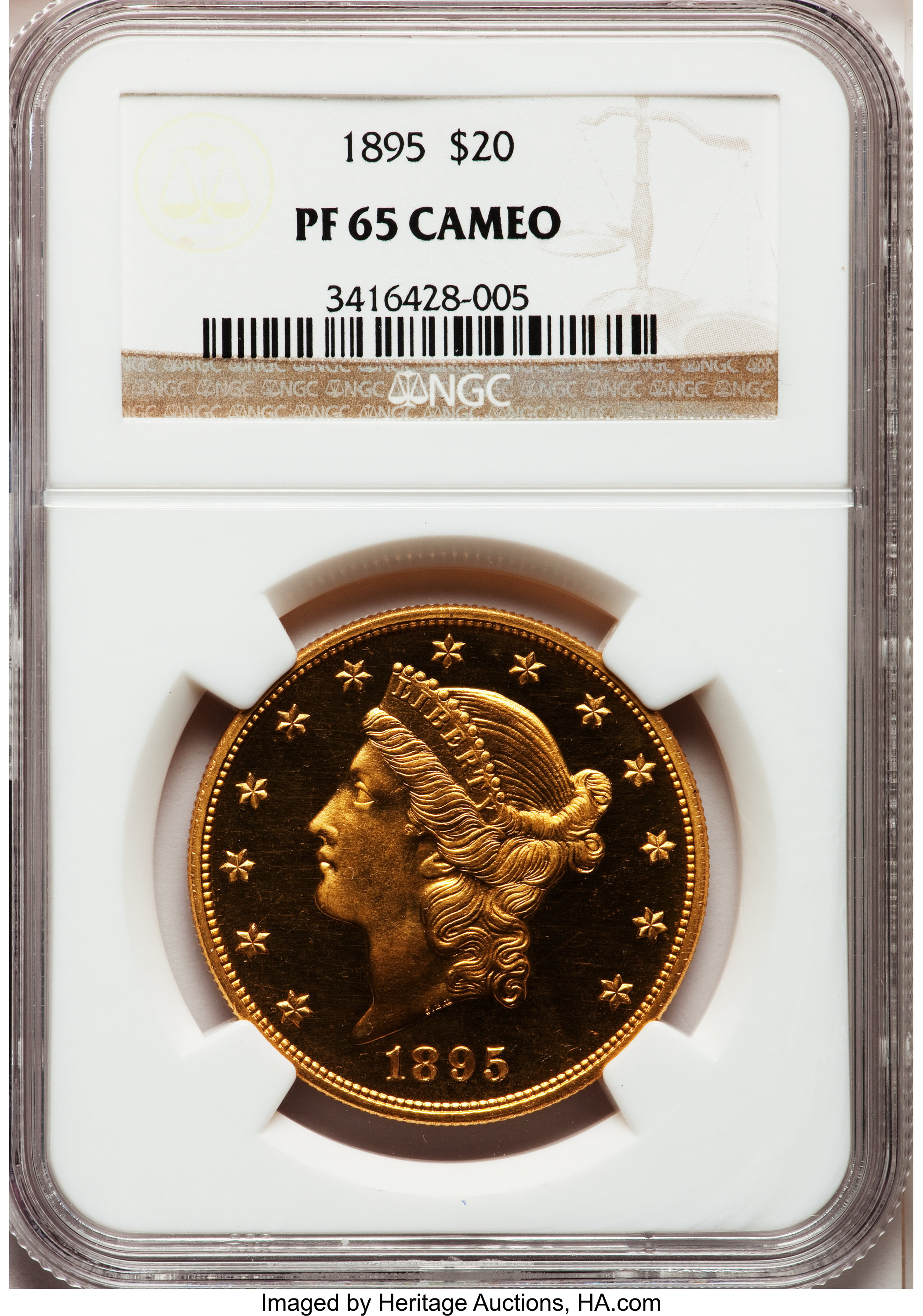 image for: 1895 $20 PR65 Cameo NGC....