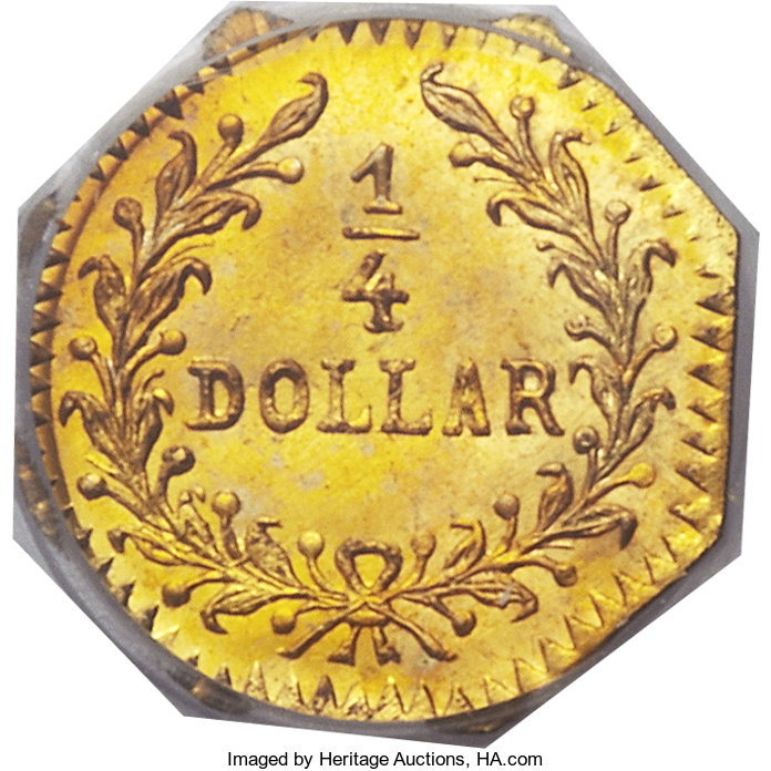 image for: 1880 25C Indian Octagonal 25 Cents, BG-799L, High R.5, MS66 PCGS....