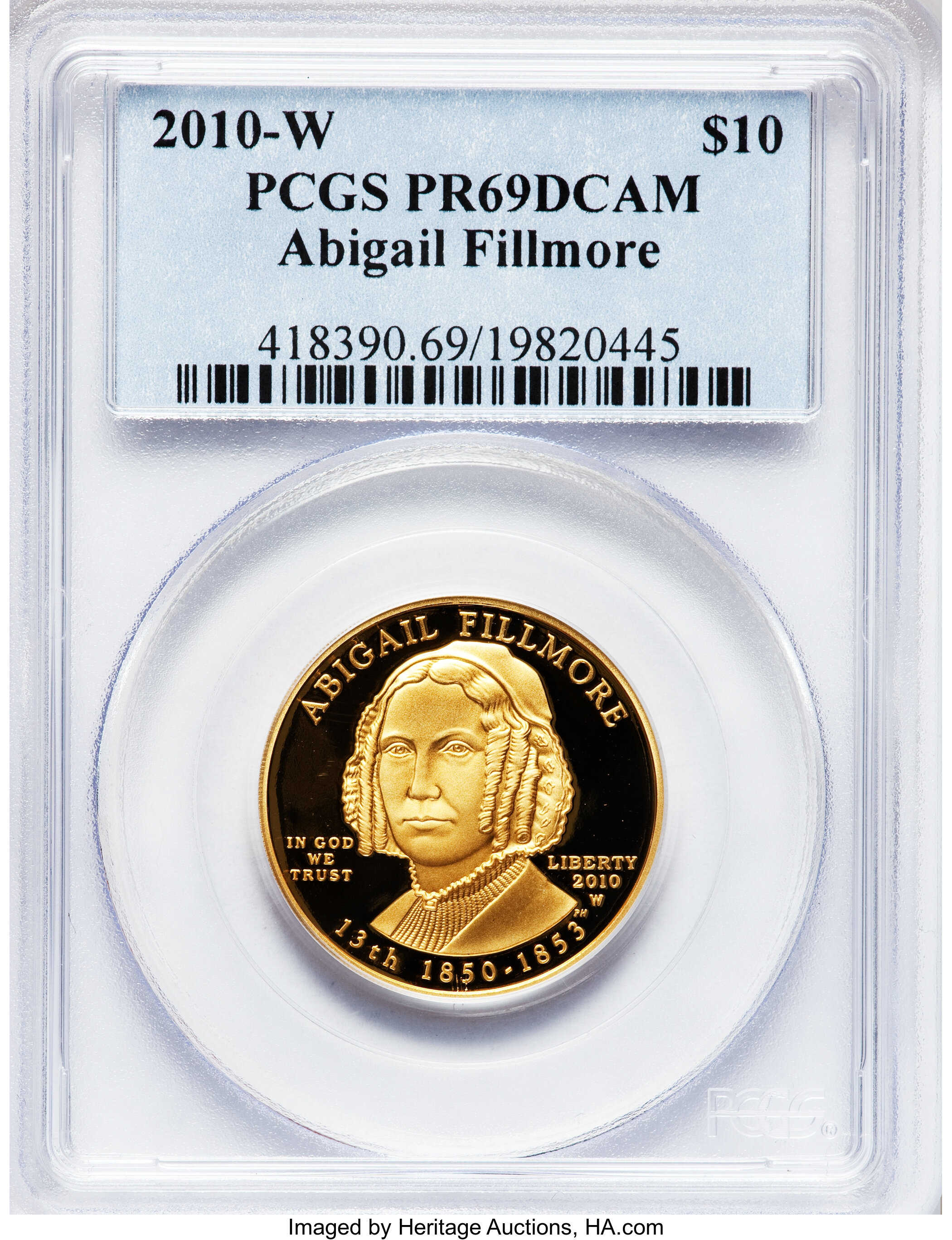image for: 2010-W $10 Fillmore PR69 Deep Cameo PCGS. PCGS Population (126/72). NGC Census: (0/0).  Numismedia Wsl. Price for problem f...