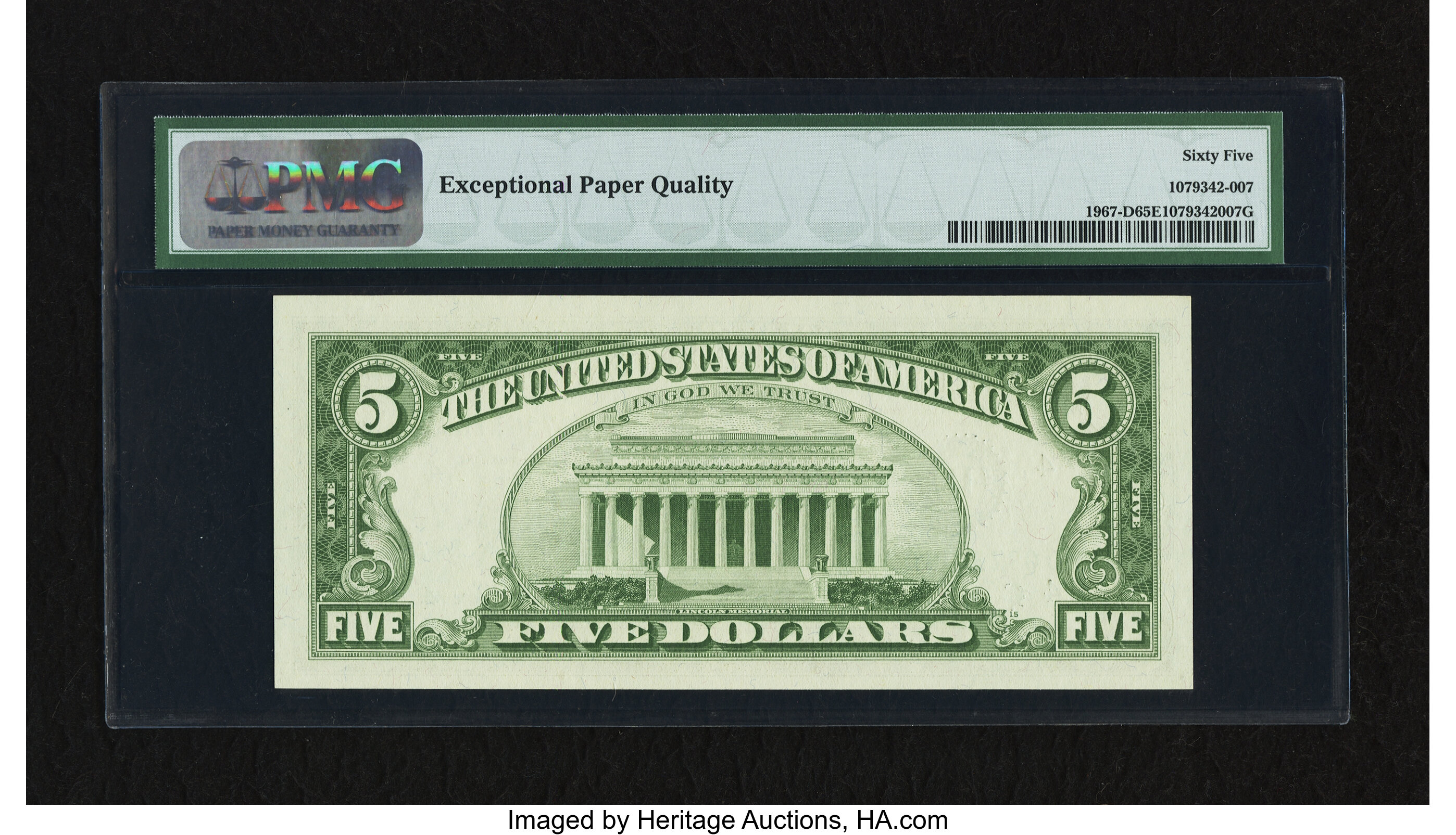 image for: Fr. 1967-D $5 1963 Federal Reserve Note. PMG Gem Uncirculated 65 EPQ....