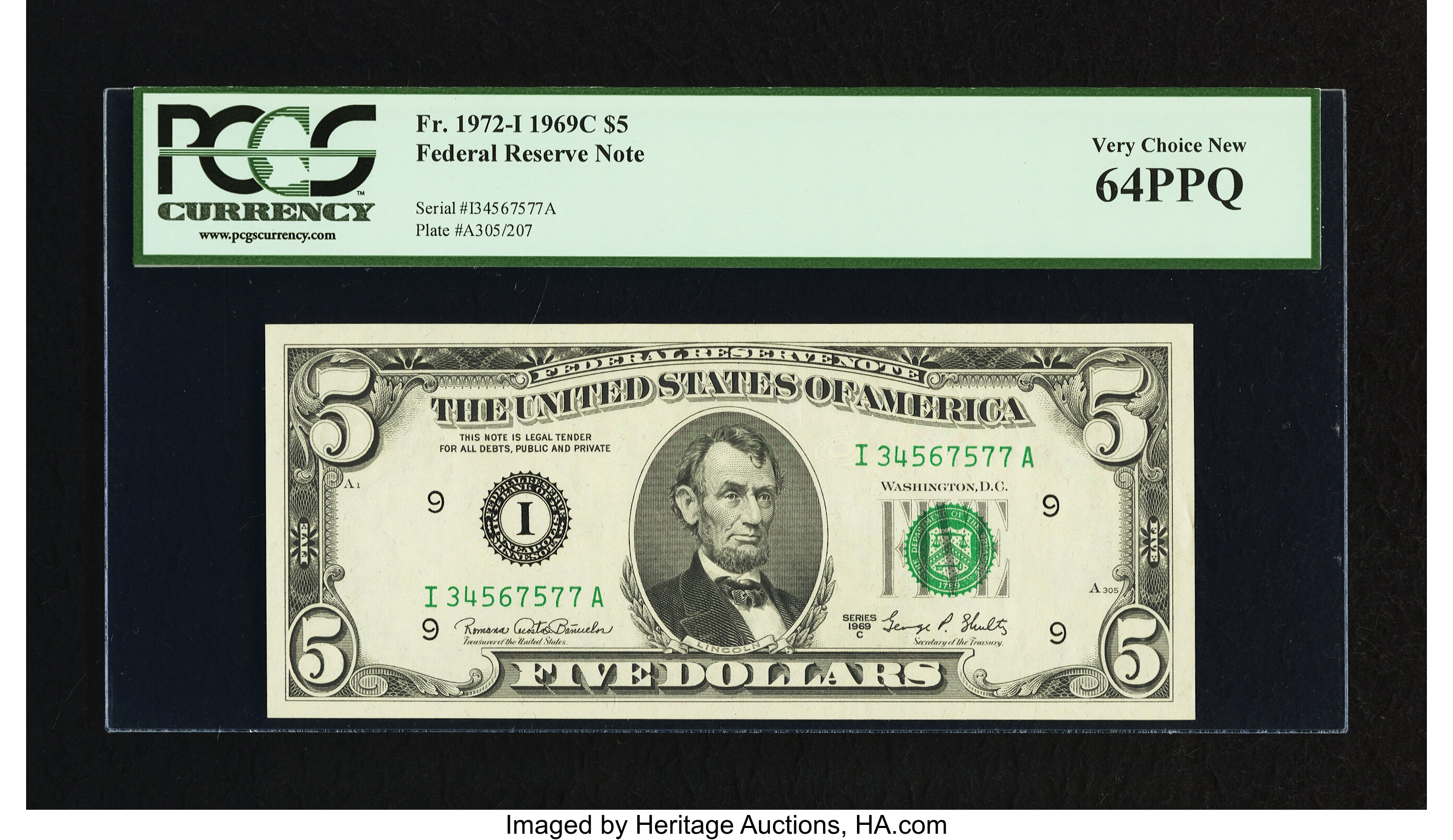image for: Fr. 1972-I $5 1969C Federal Reserve Note. PCGS Very Choice New 64PPQ....
