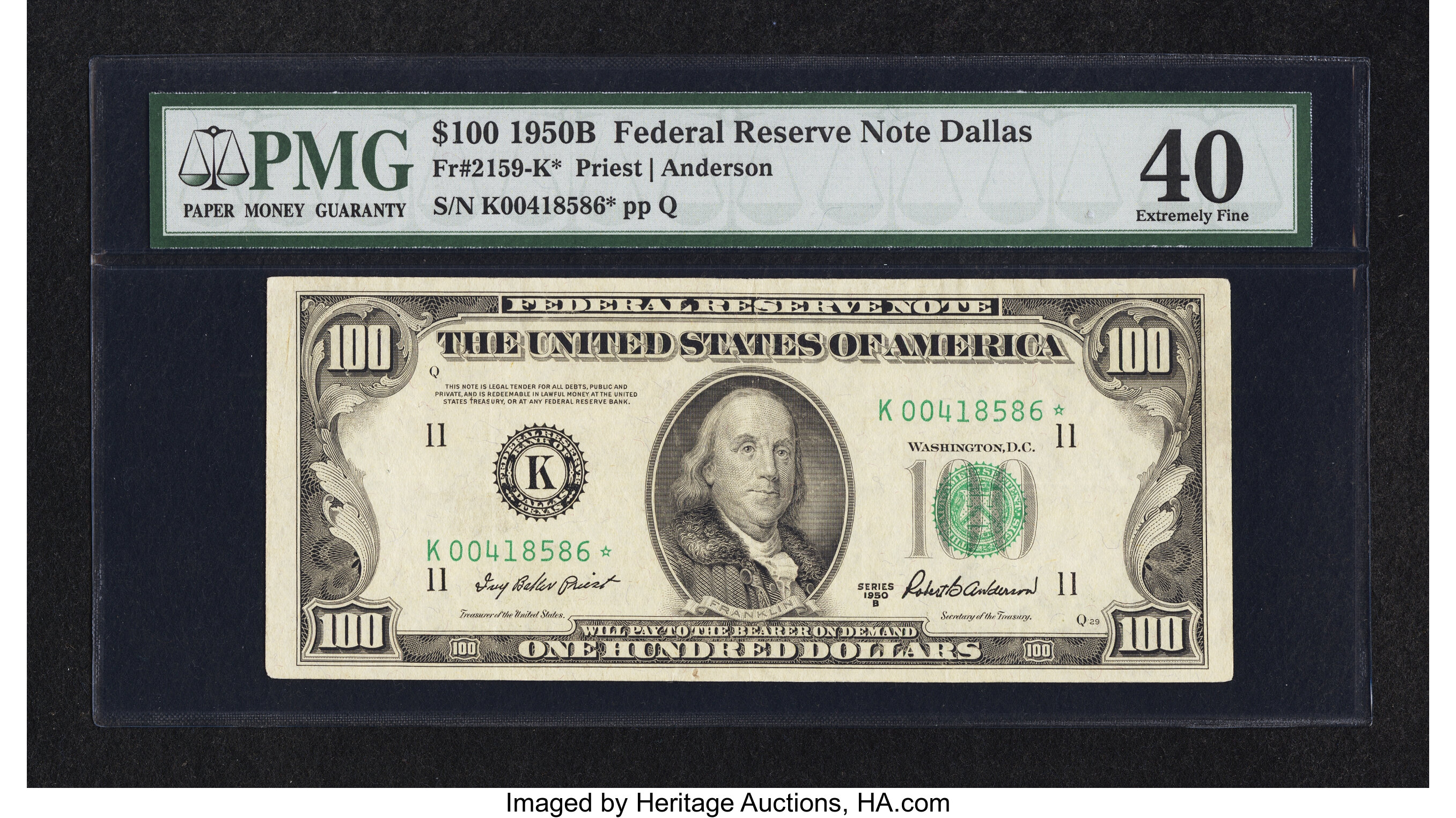 image for: Fr. 2159-K* $100 1950B Federal Reserve Star Note. PMG Extremely Fine 40....