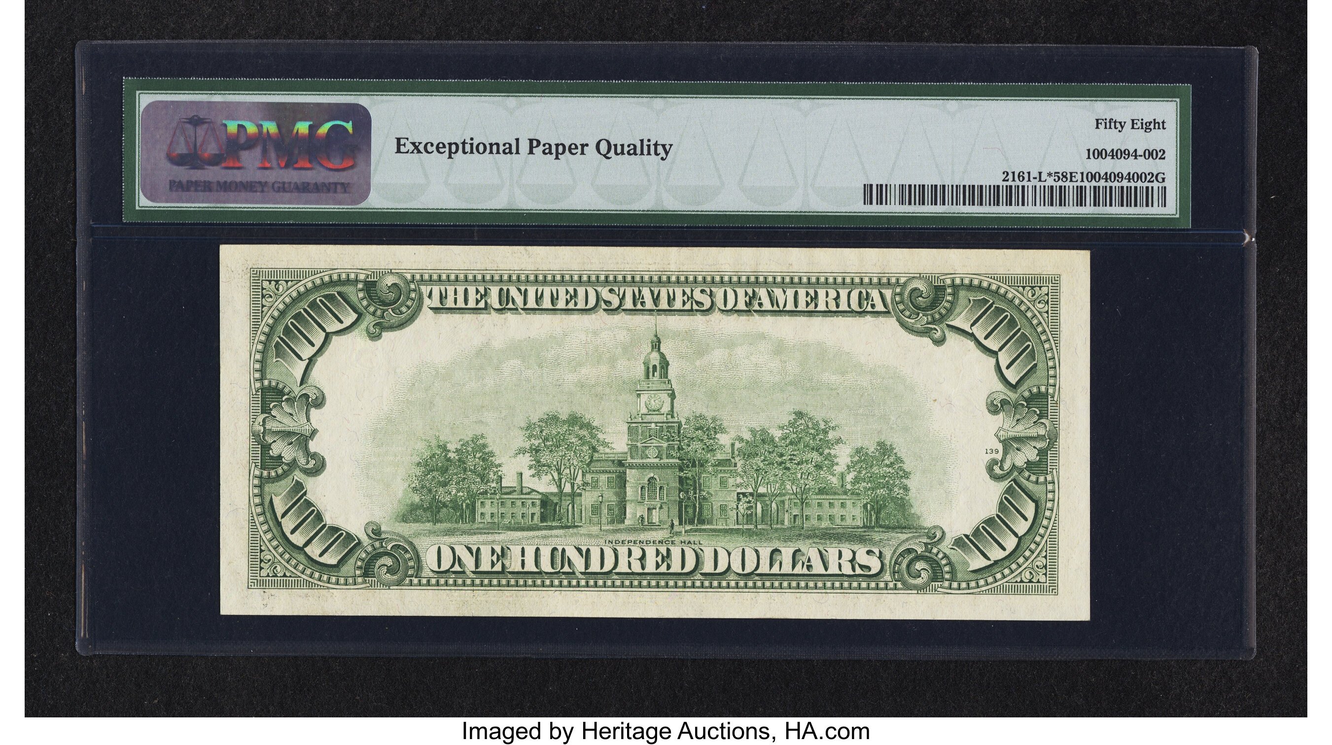 image for: Fr. 2161-L* $100 1950D Federal Reserve Star Note. PMG Choice About Unc 58 EPQ....