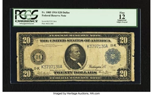 image for: Fr. 1005 $20 1914 Federal Reserve Note PCGS Apparent Fine 12....
