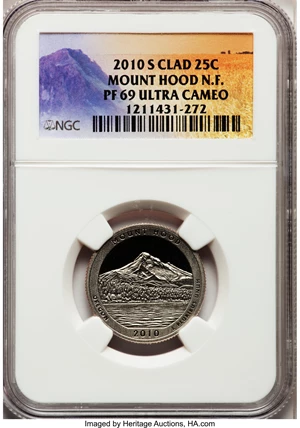 image for: 2010-S 25C Mount Hood National Forest Clad PR69 Ultra Cameo NGC. NGC Census: (0/0). PCGS Population (1033/188). (#418849)...
