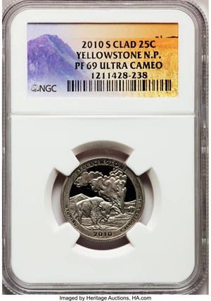 image for: 2010-S 25C Yellowstone National Park Clad PR69 Ultra Cameo NGC. NGC Census: (0/0). PCGS Population (954/311). (#418831)...