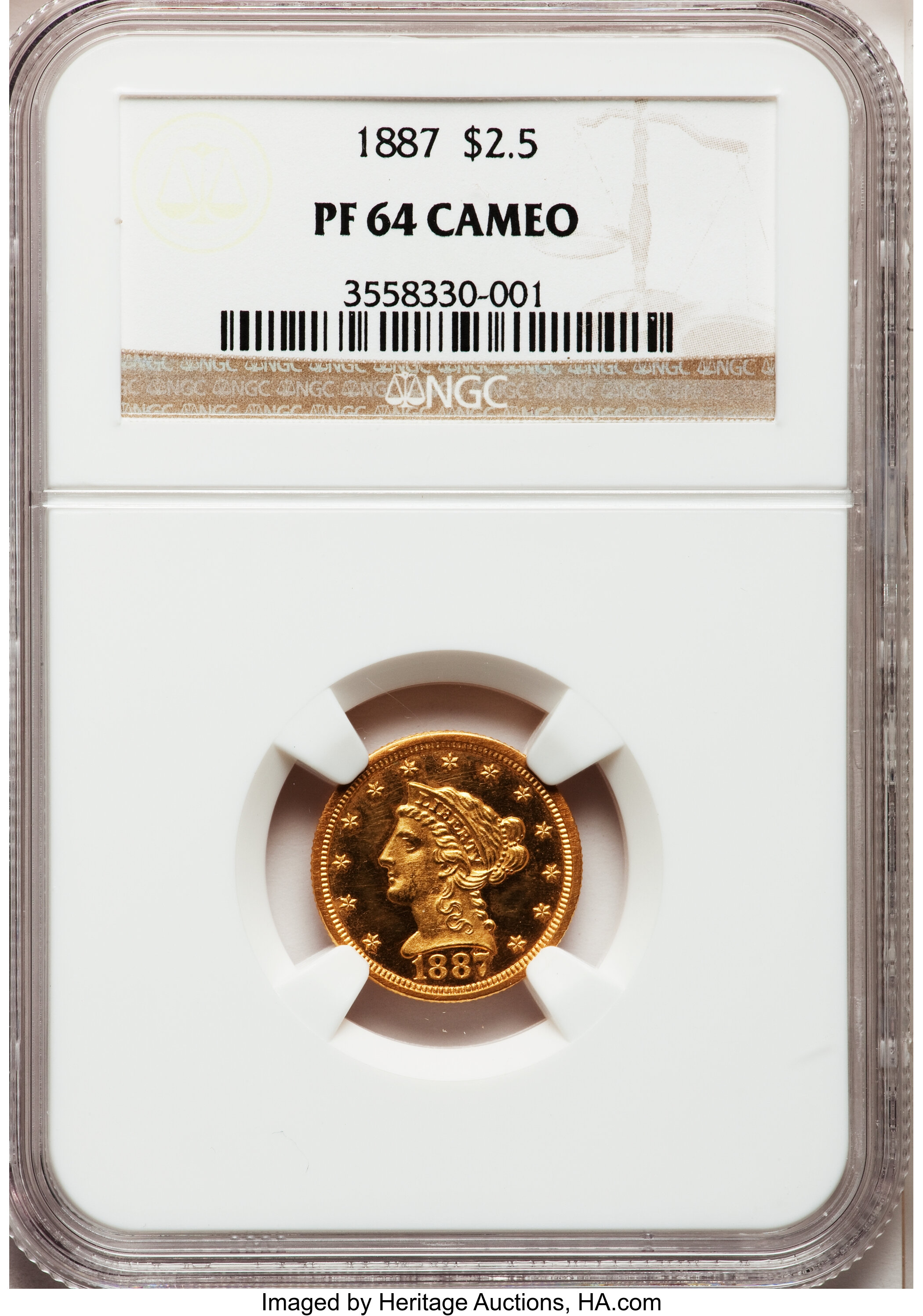 image for: 1887 $2 1/2 PR64 Cameo NGC....