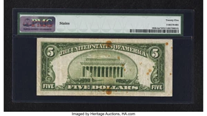 image for: Fr. 1956-I* $5 1934 Dark Green Seal Mule Federal Reserve Star Note. PMG Very Fine 25 Net....