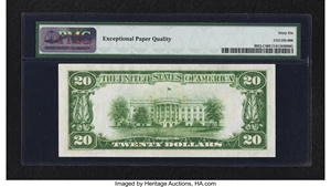 image for: Fr. 2052-C $20 1928B Dark Green Seal Federal Reserve Note. PMG Gem Uncirculated 66 EPQ....