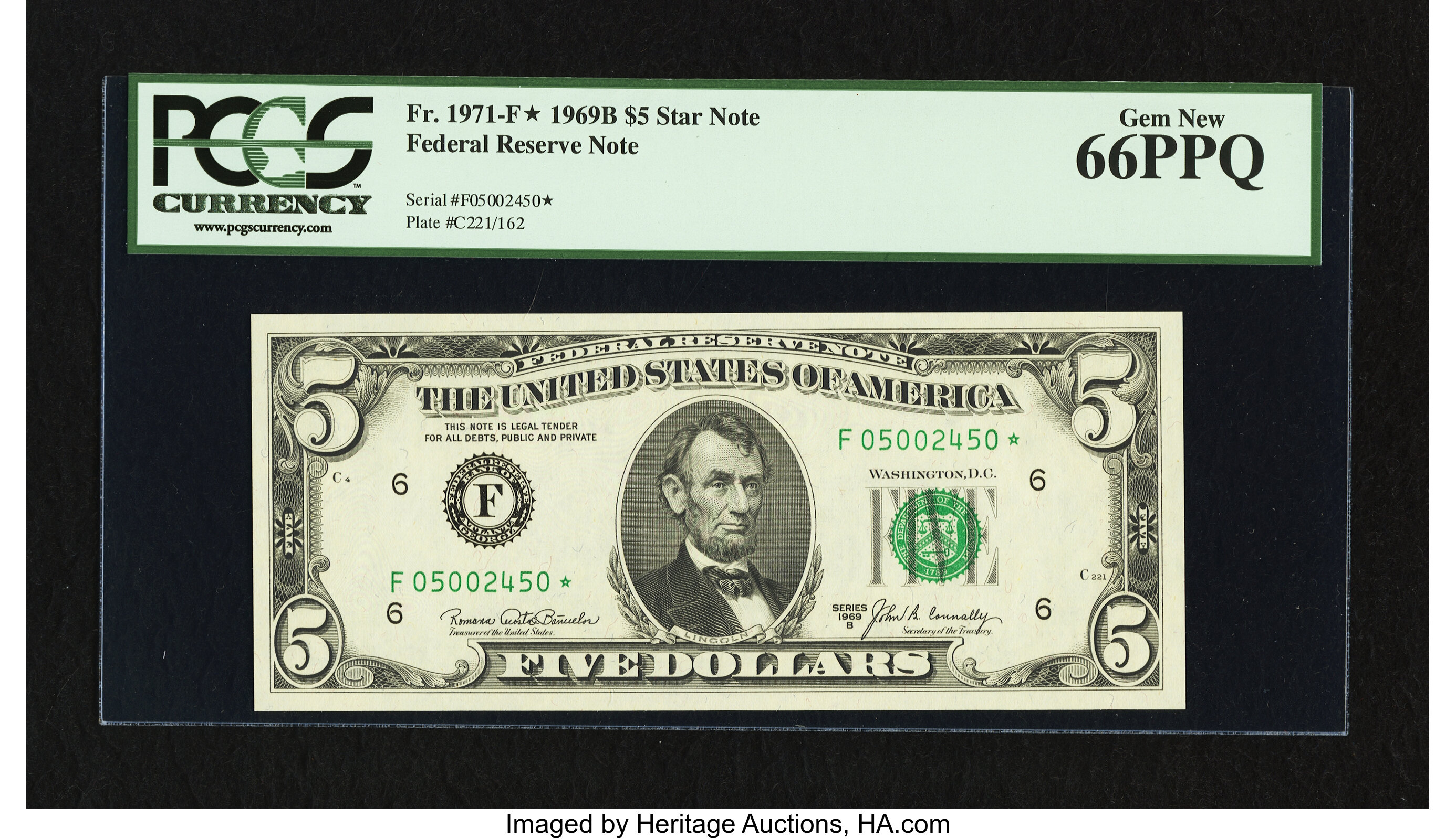 image for: Fr. 1971-F* $5 1969B Federal Reserve Star Note. PCGS Gem New 66PPQ....