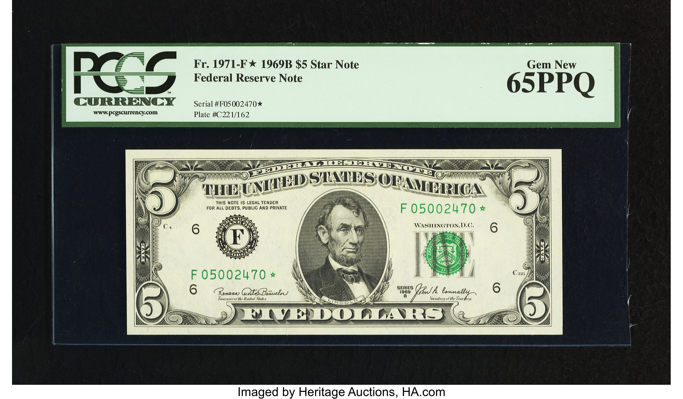 image for: Fr. 1971-F* $5 1969B Federal Reserve Star Note. PCGS Gem New 65PPQ....
