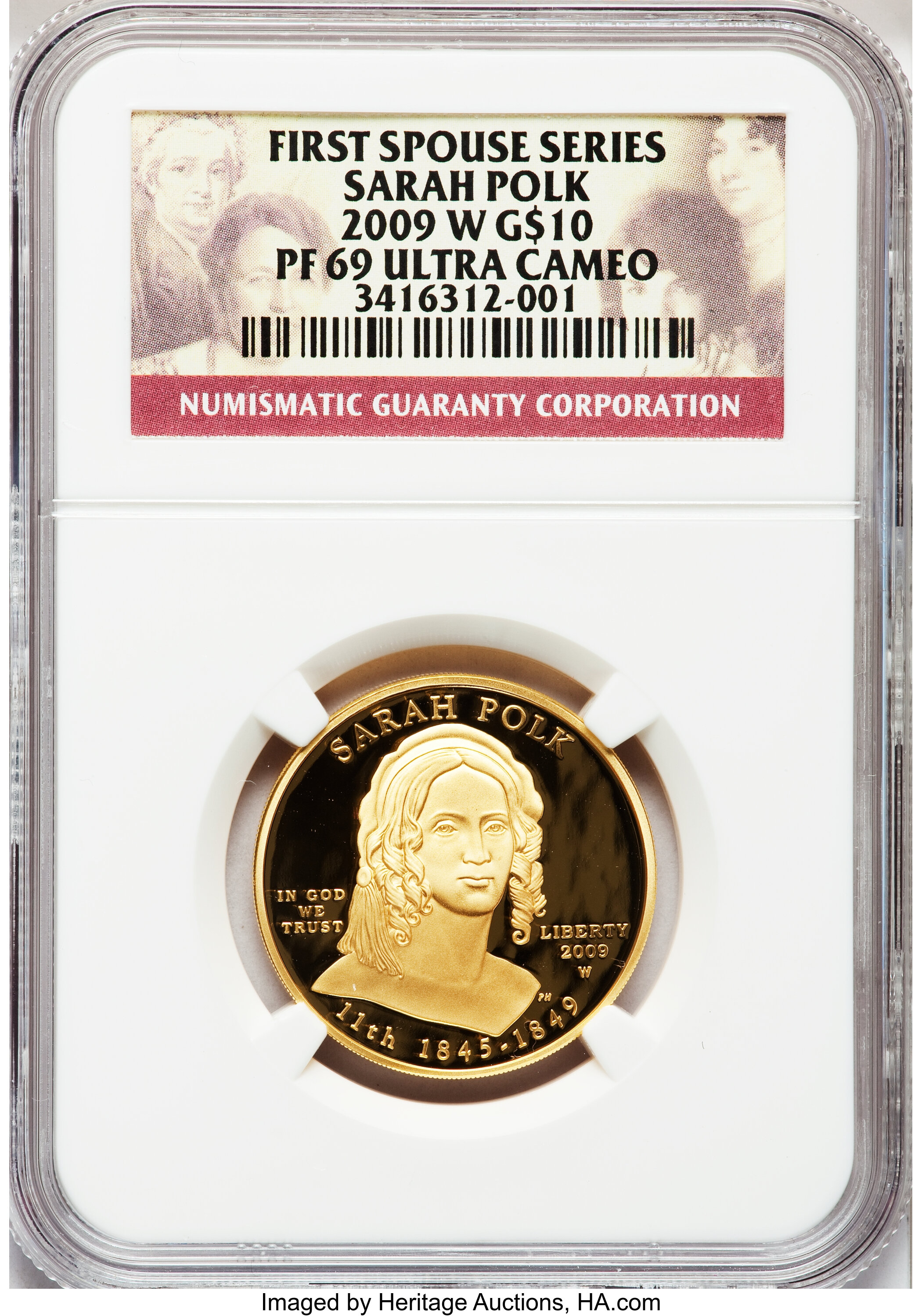 image for: 2009-W $10 Sarah Polk PR69 Ultra Cameo NGC. NGC Census: (0/0). PCGS Population (187/101).   (#404581)...