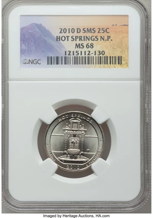 image for: 2010-D 25C SMS Hot Springs National Park MS68 NGC. NGC Census: (0/0). PCGS Population (0/0). (#418814)...