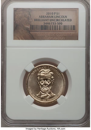 image for: 2010-P $1 Abraham Lincoln Brilliant Uncirculated NGC. NGC Census: (0/0). PCGS Population (0/0). (#417280)...