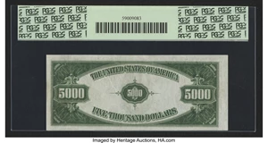 image for: Fr. 2221-G $5000 1934 Federal Reserve Note. PCGS New 62PPQ....