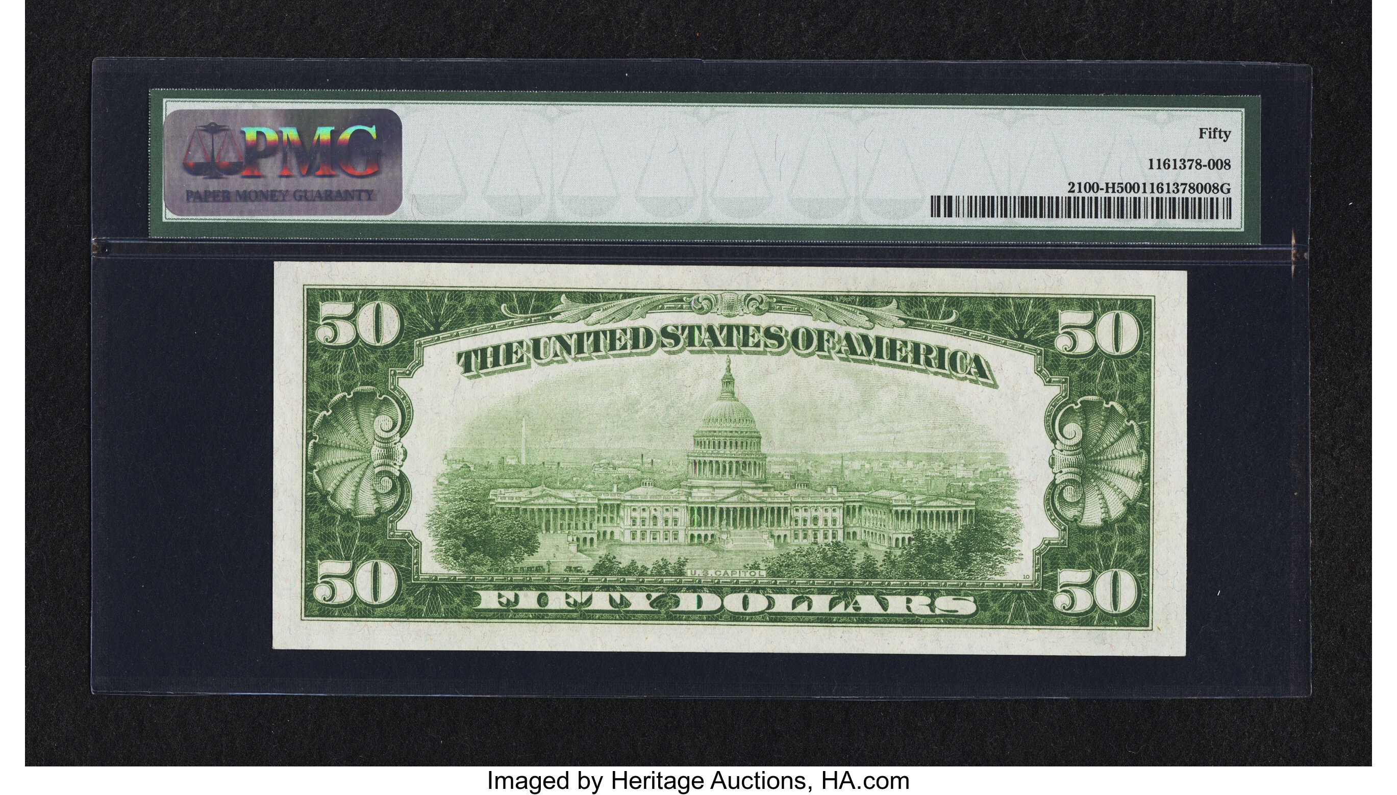 image for: Fr. 2100-H $50 1928 Federal Reserve Note. PMG About Uncirculated 50....